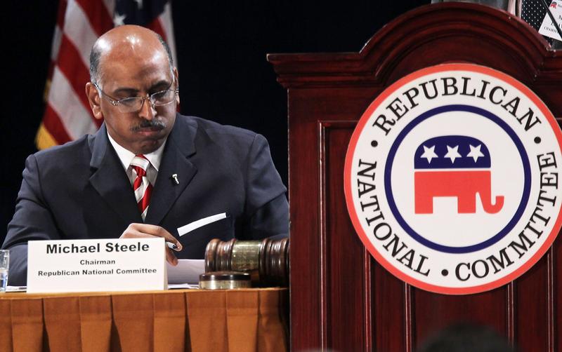 Former Republican National Committee Chairman Michael Steele listens during a session of the RNC Winter Meeting in 2011.